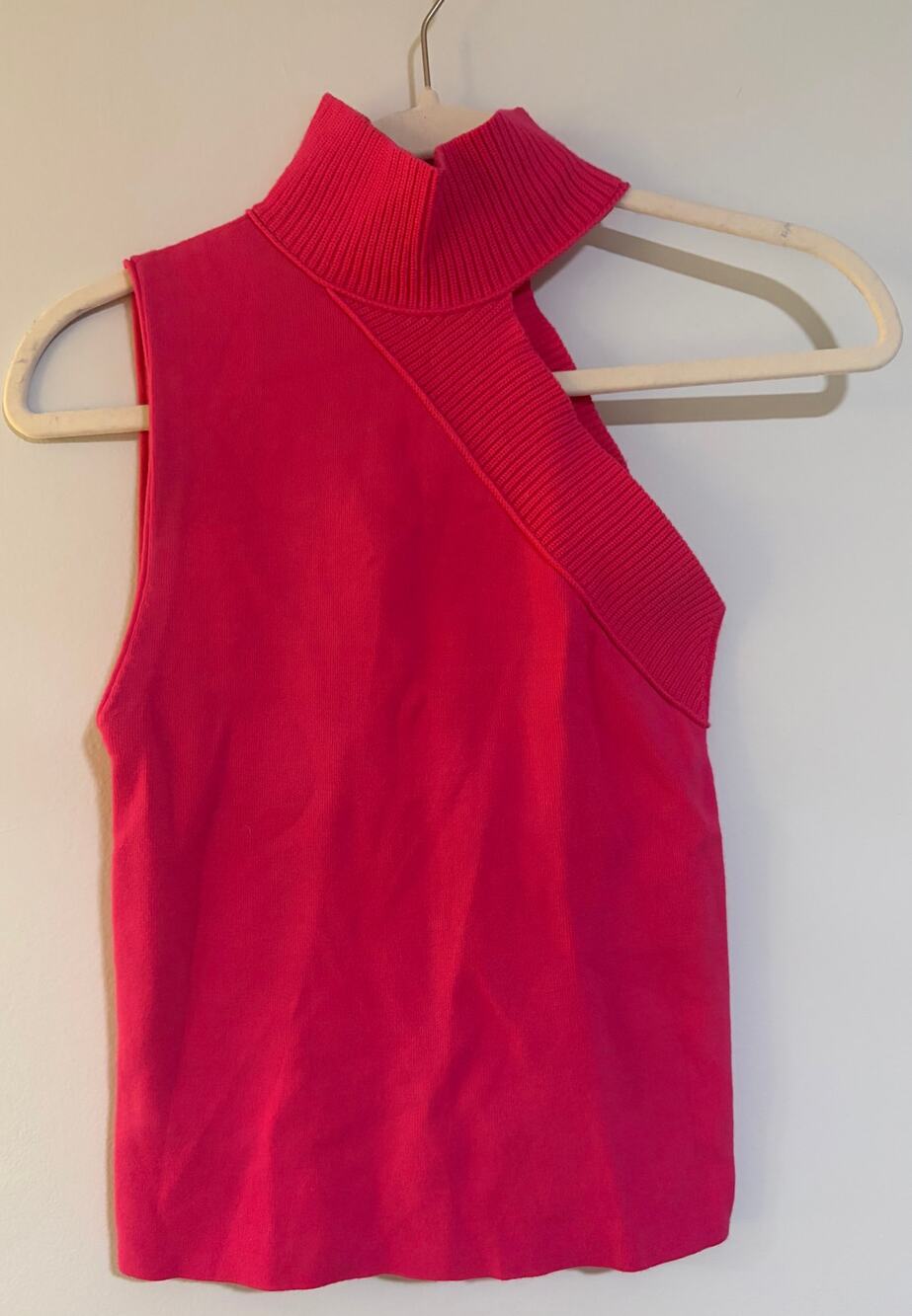 Alice + Olivia Pink Sleeveless Turtleneck Sweater Top Small Asymmetrical